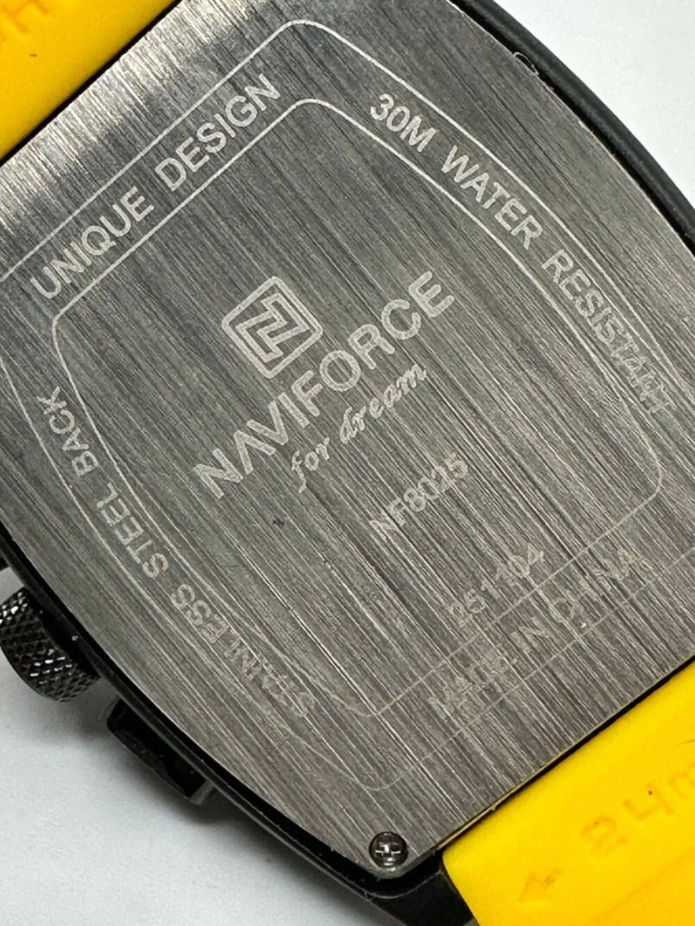 Naviforce Chronograph Watch Mens 42MM Black Yellow New Battery 10